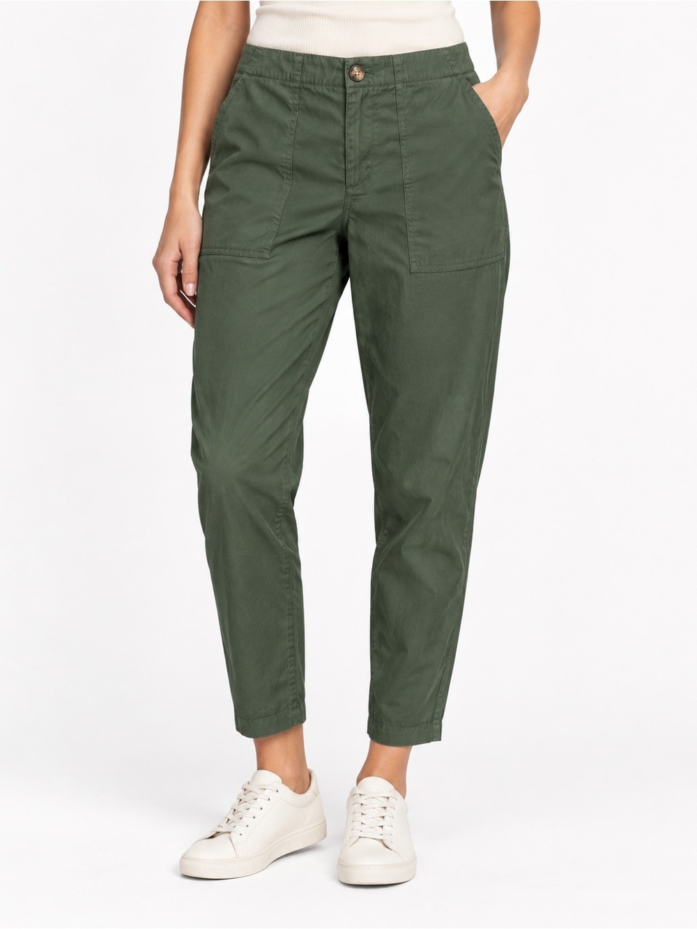 Lou & Grey XL Olive Green Lyocell Cotton Stretch Utility Tapered Pants